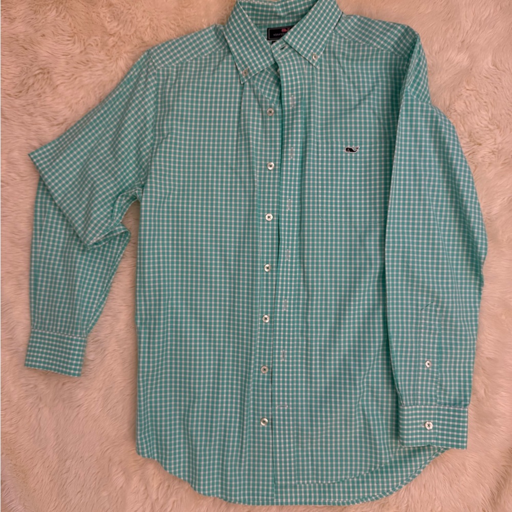 Vineyard Vines Aqua Gingham Shirt